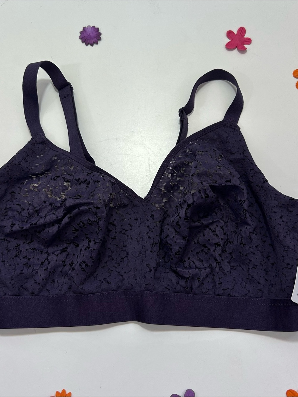 Chantelle Norah Lace Purple Wireless Comfort Bra 32F NWT